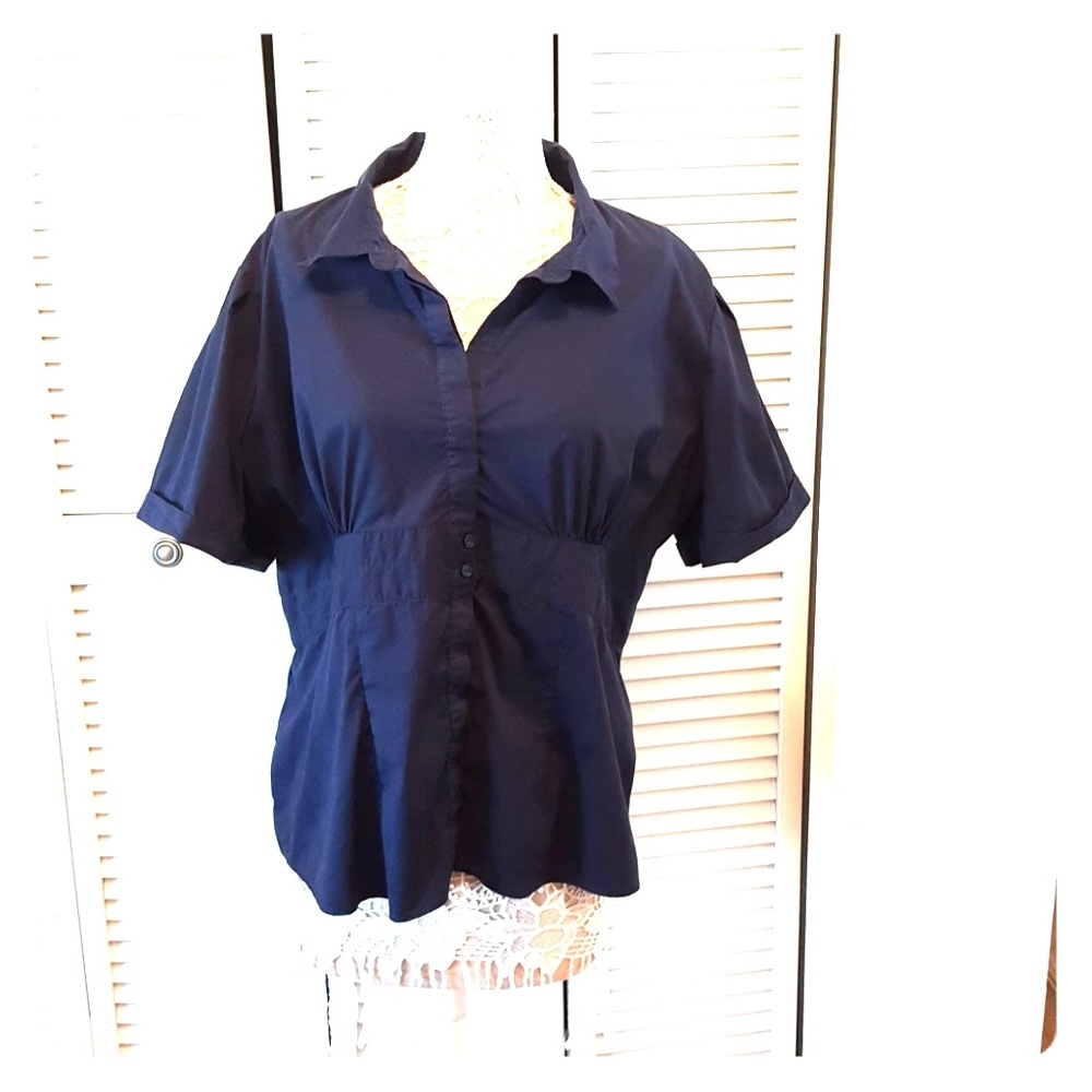 Navy Cato button down blouse